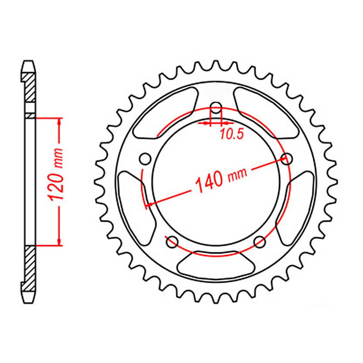 MTX 1792 Steel Rear Sprocket #525 (42T) (11-35F-42)