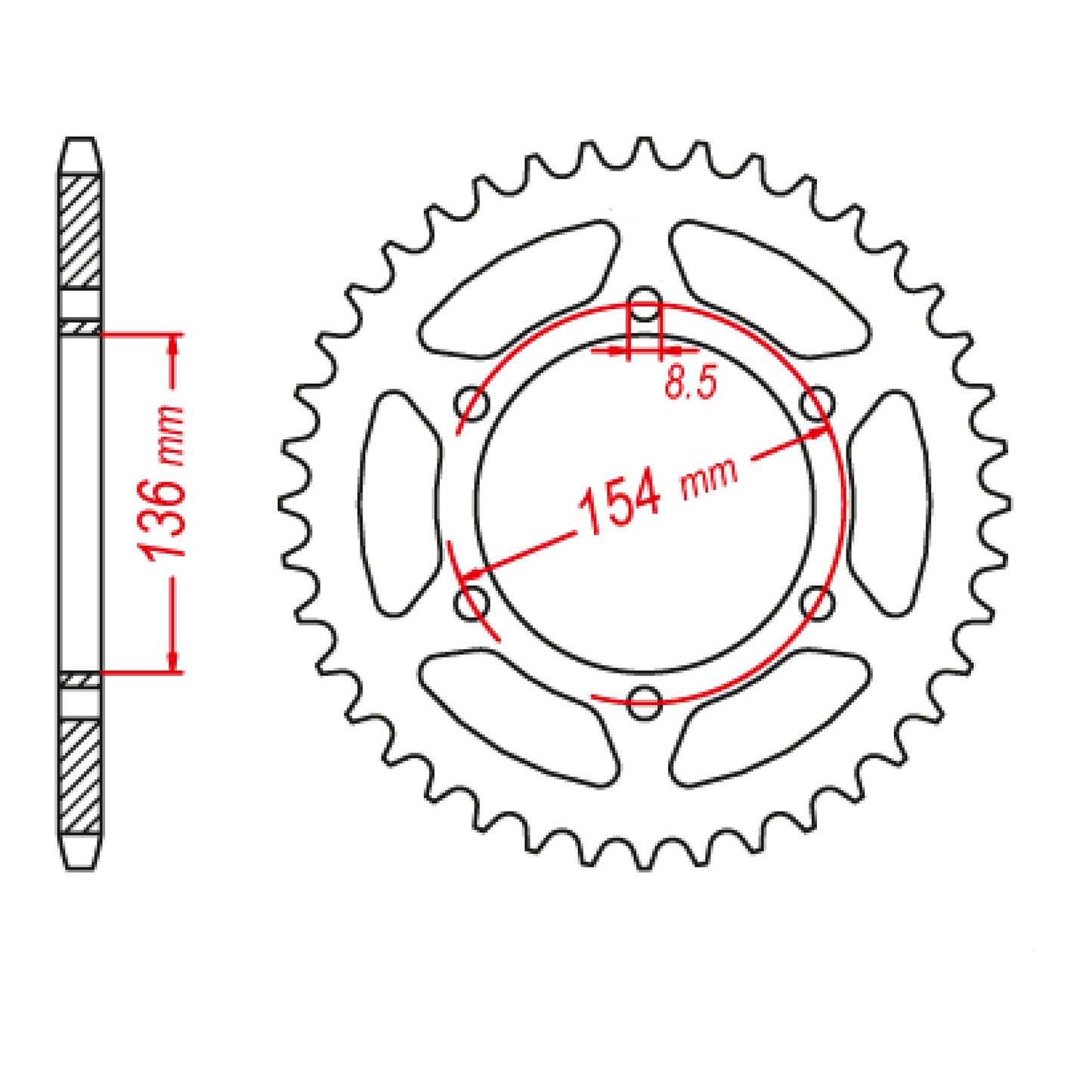 MTX 009 Steel Rear Sprocket #520 (47T) (11-BM9-47)