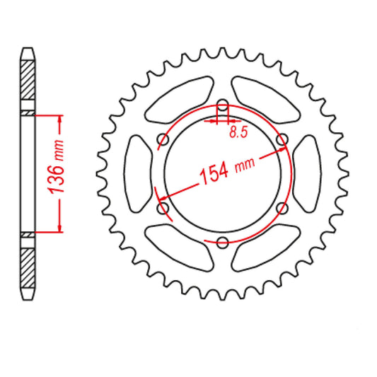 MTX 009 Steel Rear Sprocket #520 (47T) (11-BM9-47)