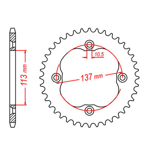 MTX 1760 Steel Rear Sprocket #520 (36T) (11-1760-36)