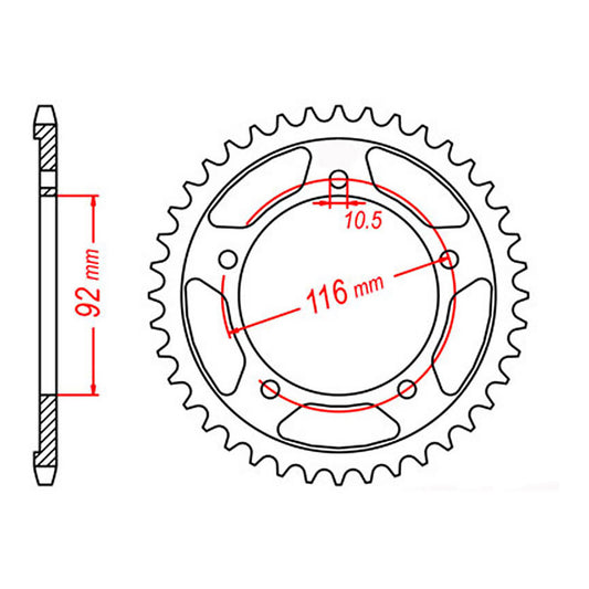 MTX 1493 Steel Rear Sprocket #530 (42T) (11-493-42)
