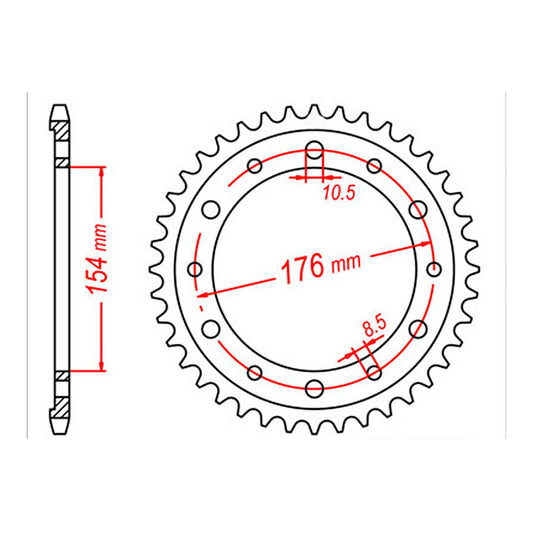 MTX 1340 Steel Rear Sprocket #530 (44T) (11-MT4-44)