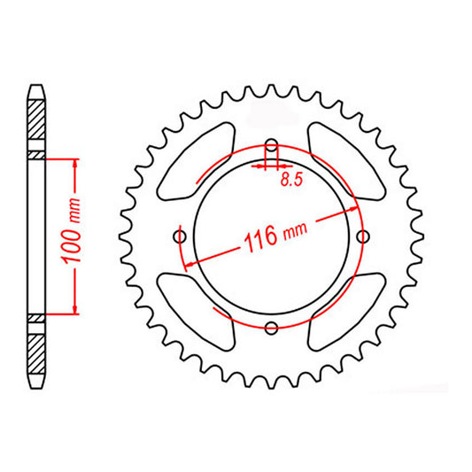 MTX 461 Steel Rear Sprocket #420 (49T) (11-207-49)