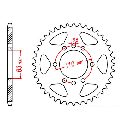 MTX 890 Steel Rear Sprocket #520 (44T) (11-D39-44)