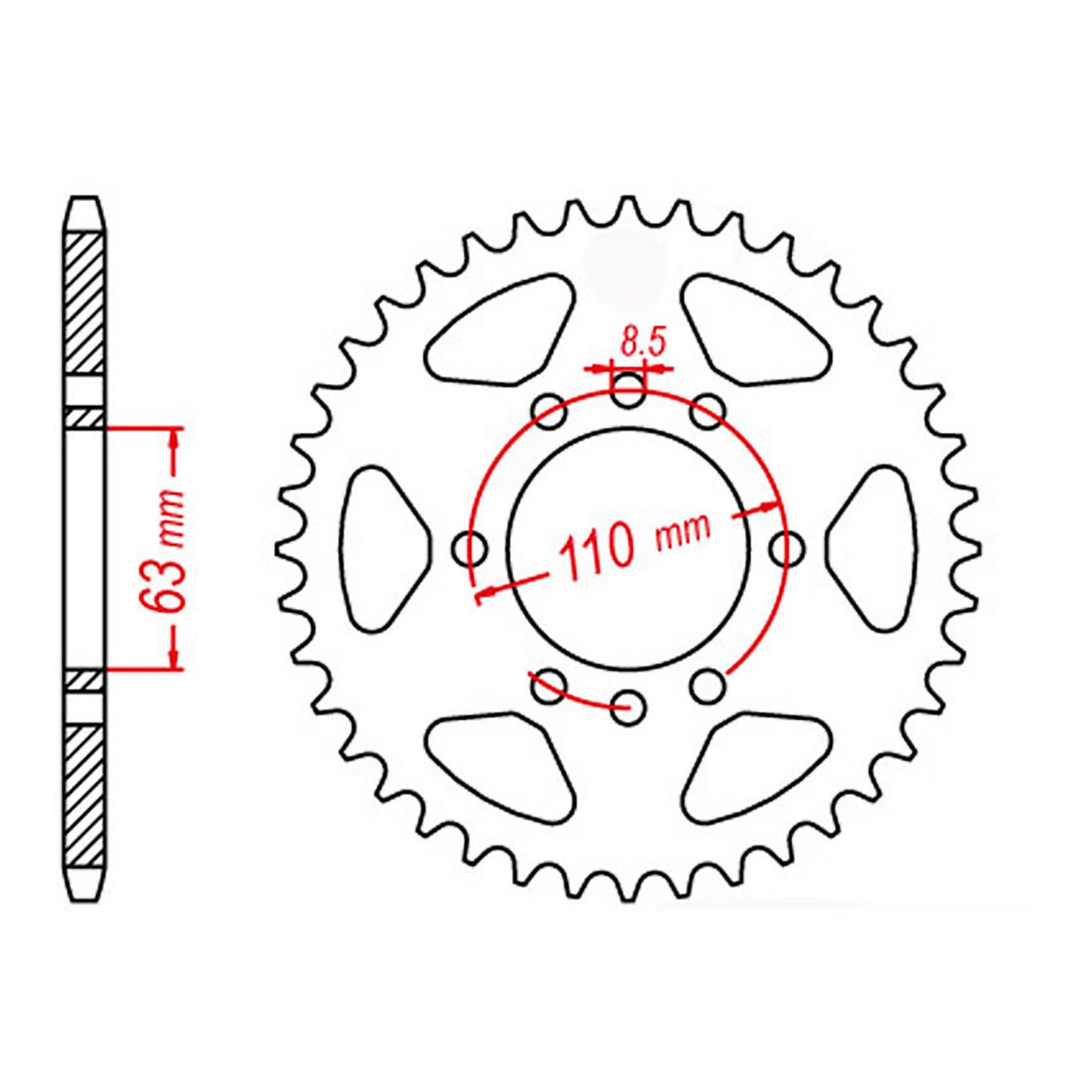 MTX 890 Steel Rear Sprocket #520 (45T) (11-D39-45)