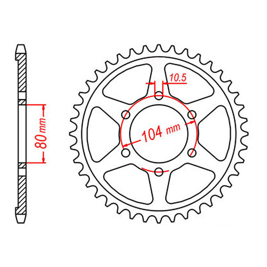 MTX 488 Steel Rear Sprocket #530 (45T) (11-054-45)