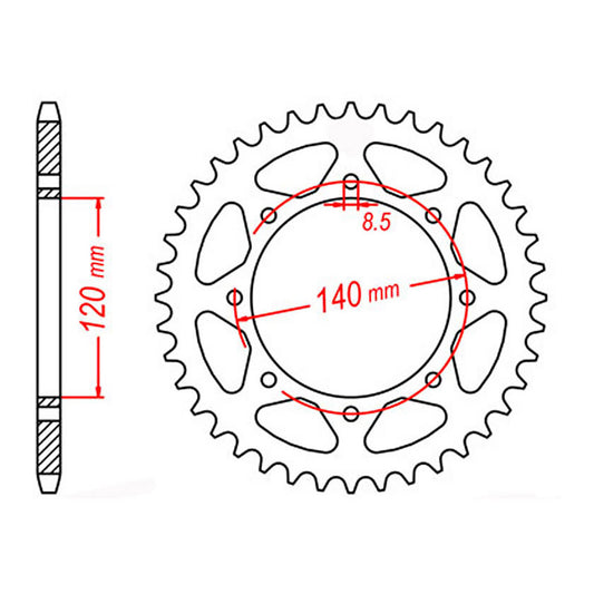 MTX 487 Steel Rear Sprocket #520 (45T) (11-186-45)