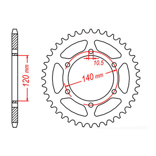 MTX 498 Steel Rear Sprocket #525 (43T) (11-ZXR-43)