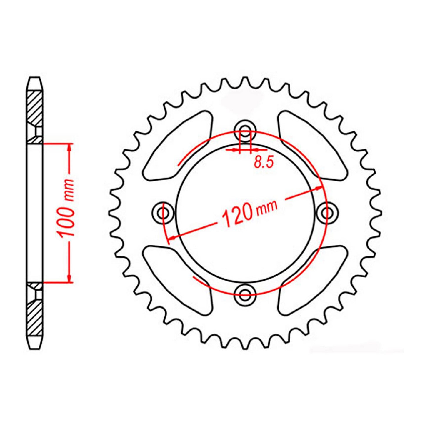 MTX 798 Steel Rear Sprocket #428 (55T) (11-209-55)