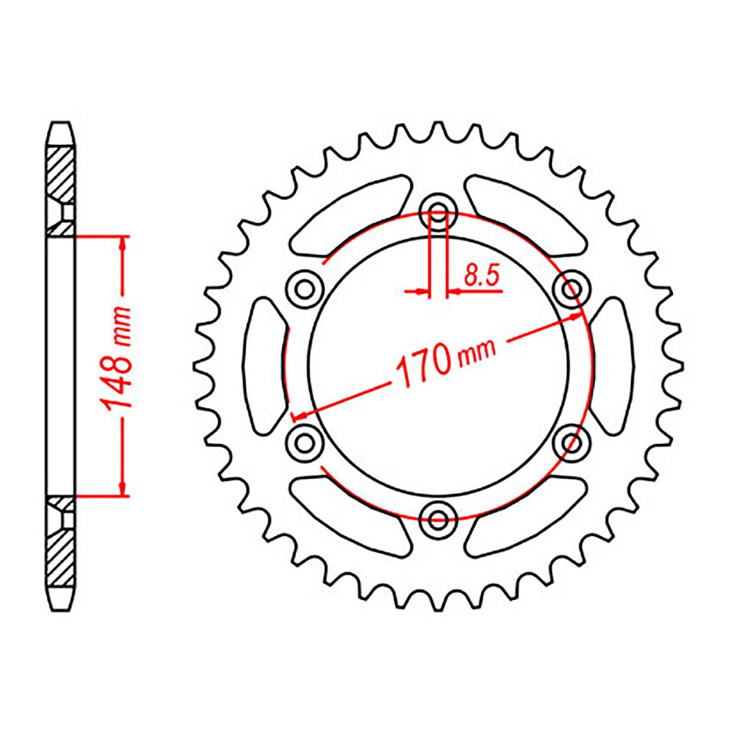 MTX 828 Steel Rear Sprocket #520 (45T) (11-142-45)