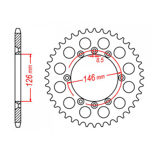 MTX 805 Steel Rear Sprocket #428 (50T) (11-01A-50)