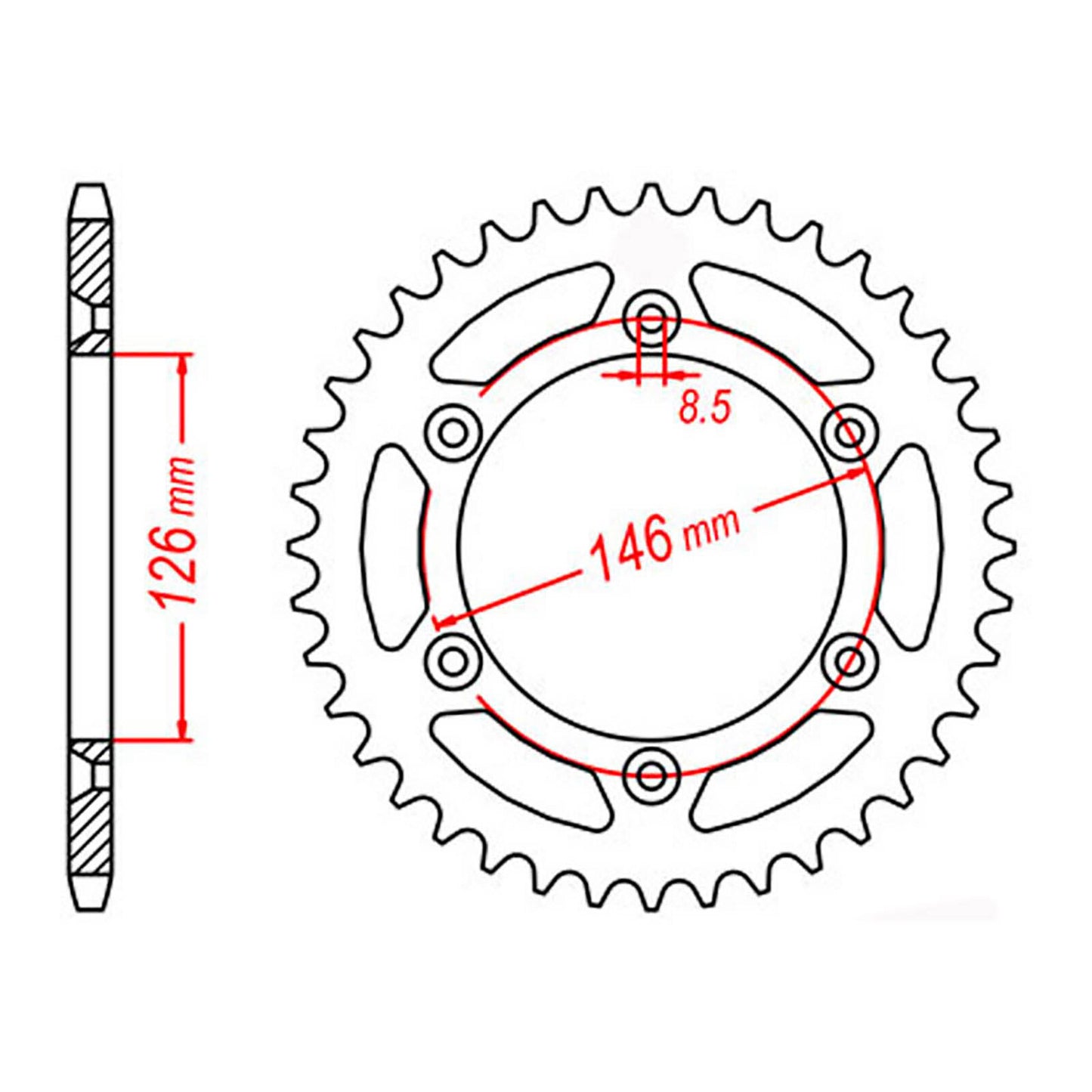 MTX 808 Steel Rear Sprocket #520 (45T) (11-402-45)