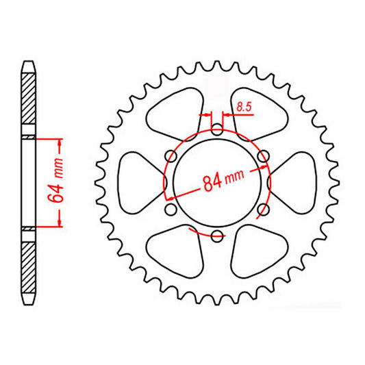 MTX 809 Steel Rear Sprocket #428 (44T) (11-287-44)