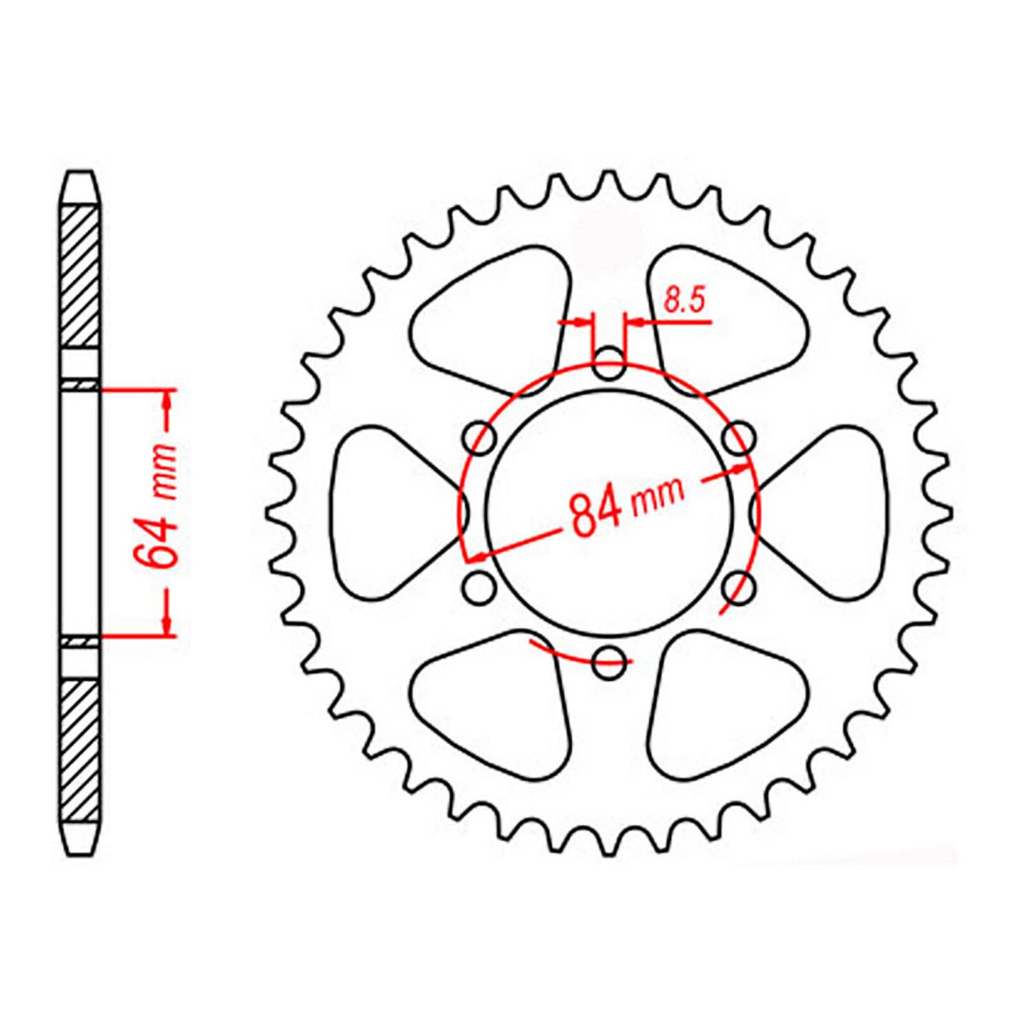 MTX 809 Steel Rear Sprocket #428 (55T) (11-287-55)