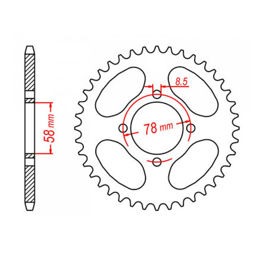 MTX 810 Steel Rear Sprocket #428 (48T) (11-208-48)
