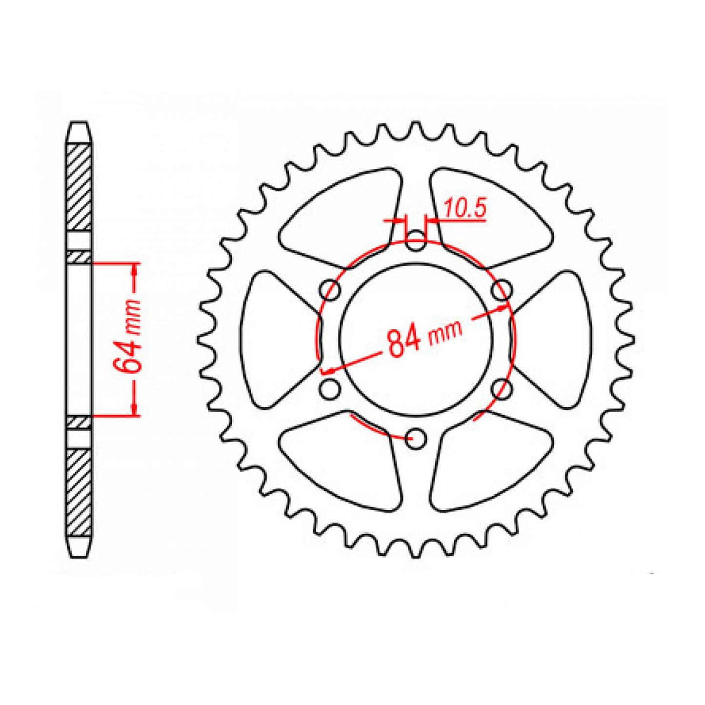 MTX 814 Steel Rear Sprocket #530 (43T) (11-440-43)