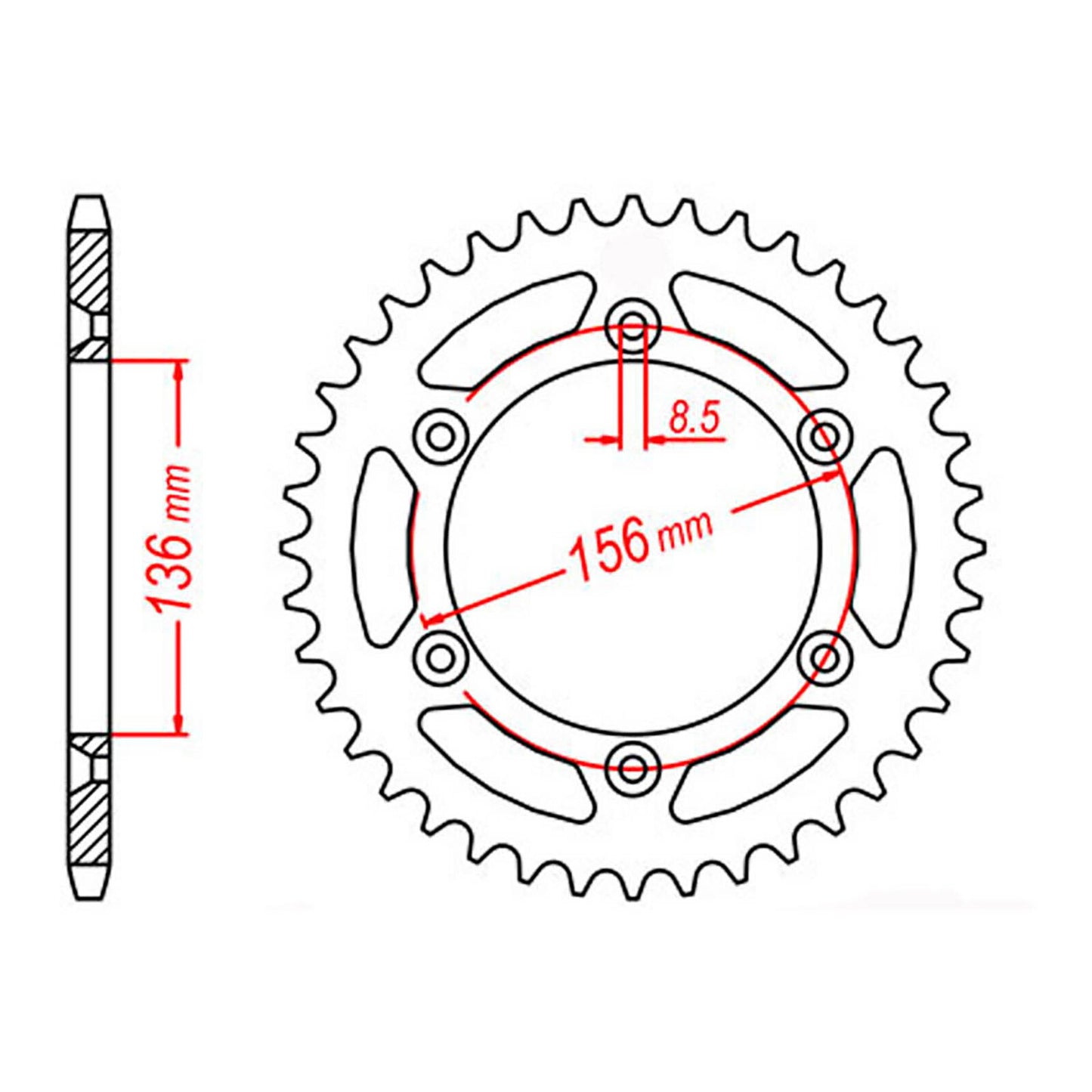 MTX 822 Steel Rear Sprocket #520 (44T) (11-415-44)