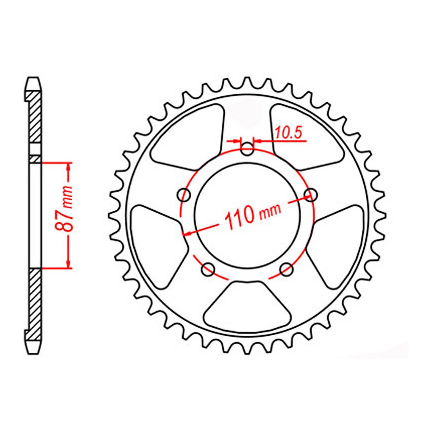 MTX 829 Steel Rear Sprocket #530 (45T) (11-27A-45)