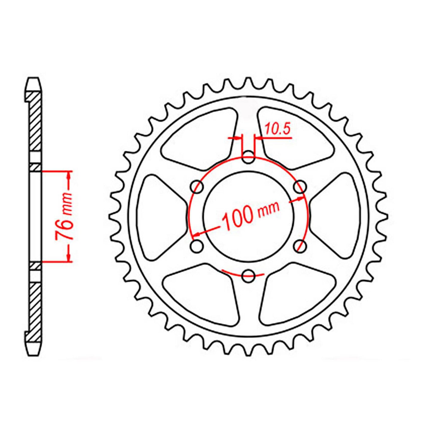 MTX 816 Steel Rear Sprocket #530 (45T) (11-476-45)