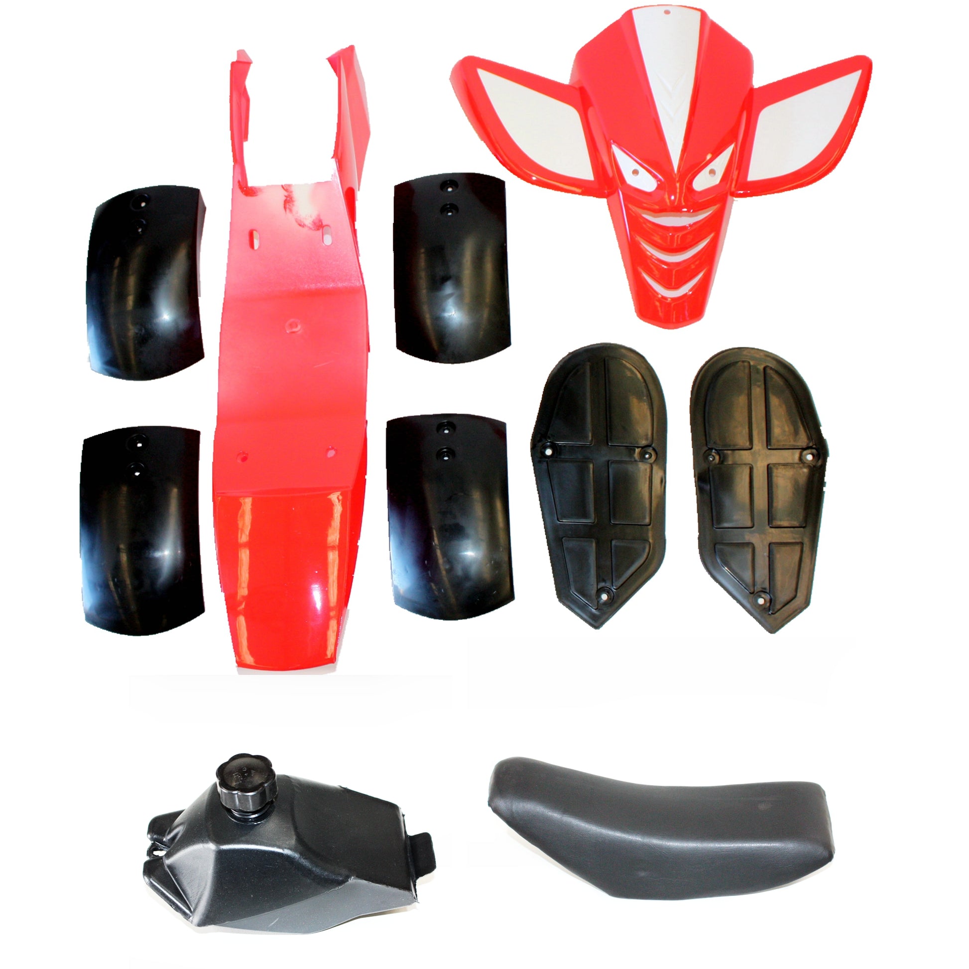 RED Plastic Fairing Fuel Tank Seat Mud Guard Foot Rest 49cc Quad Dirt Bike ATV