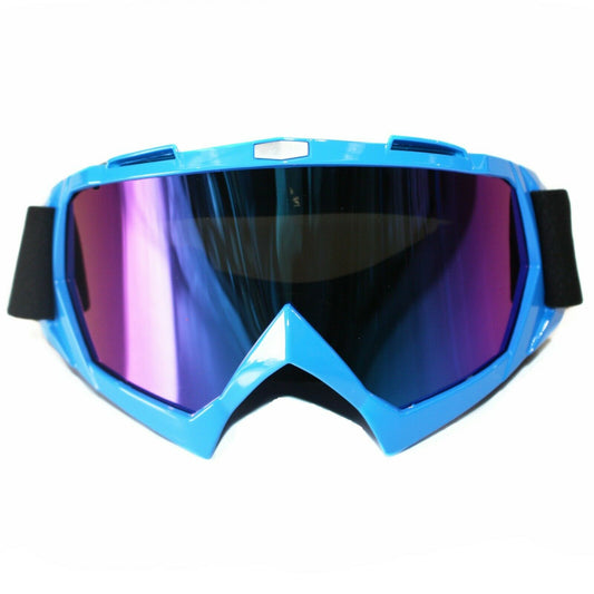 Tinted BLUE Motocross Motorbike MX goggles anti-fog UV protection dirt pit bike