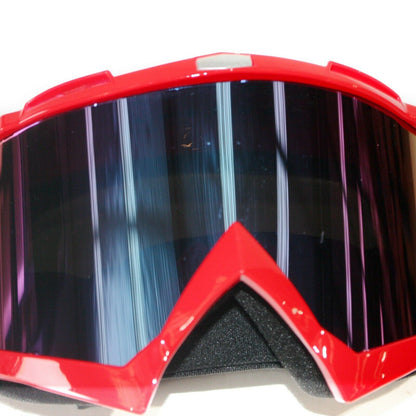 Tinted RED Motocross Motorbike MX goggles anti-fog UV protection dirt pit bike