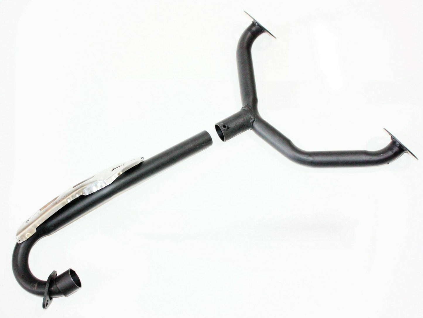 Twin Exhaust Pipe BLACK Alloy Mufflers 250cc Dinosaur Style Quad Dirt Bike ATV