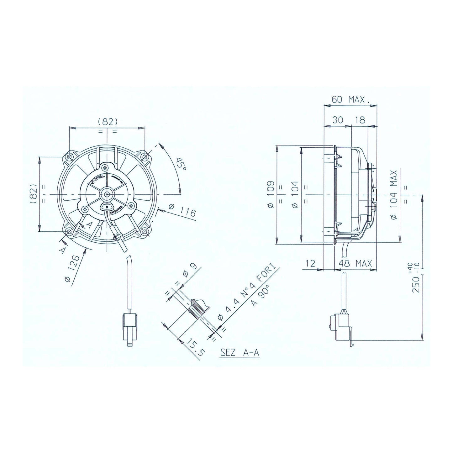 SPAL UNIVERSAL 12V COOLING FAN - 104MM DIAM X 60MM HIGH