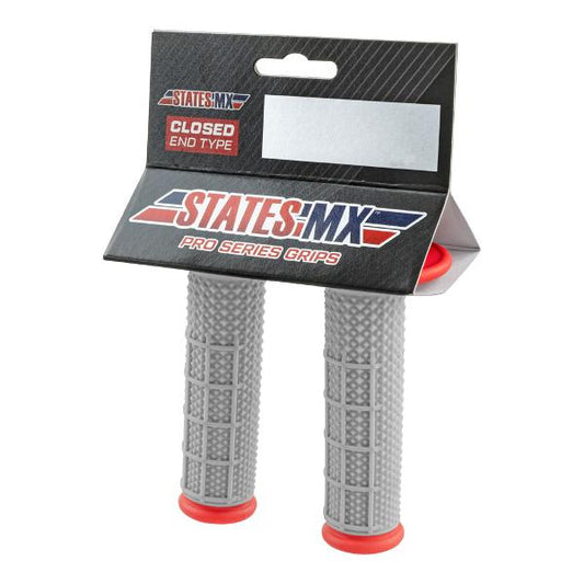 STATES MX Pro Series Grips Micro Diamond Half Waffle Red